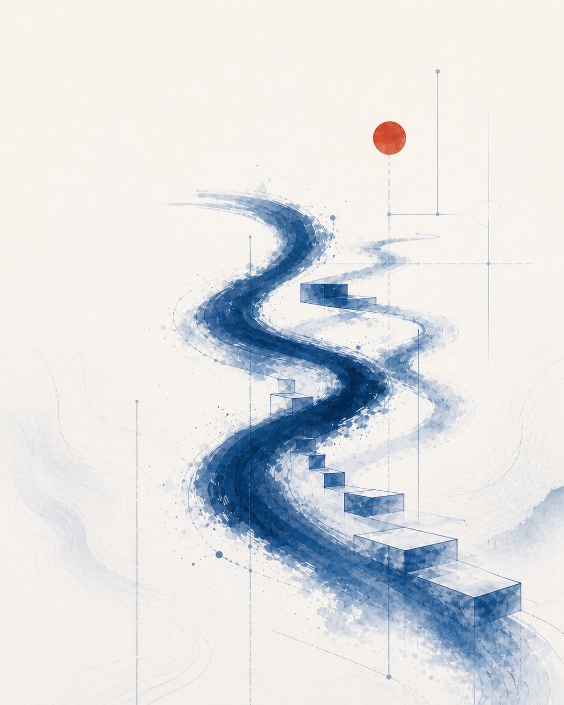 Blue ink flowing through delicate geometric structures