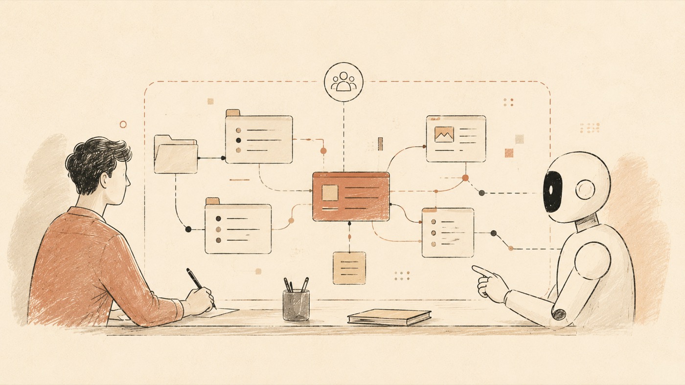 Warm editorial illustration cover for SharedGround